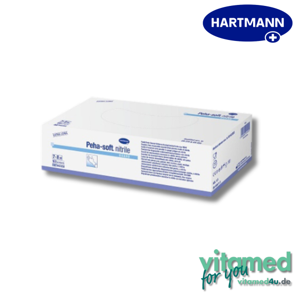 Hartmann Peha-soft nitrile guard Einmalhandschuhe | Pack: 100 Stück I verschiedene Größen I lange Stulpe