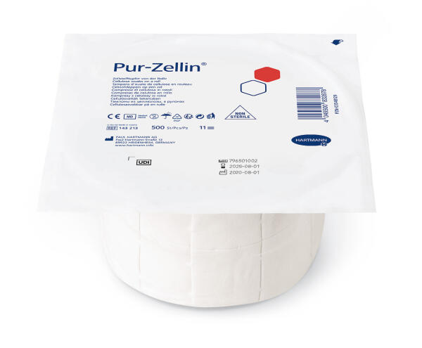 Pur-Zellin unsterile Zelllstofftupfer 4 x 5 cm (1 Rolle &agrave; 500 St&uuml;ck)