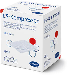 ES-Kompressen steril Großpackung 12-fach - 7,5 x 7,5 cm (5 x 20 Stück)