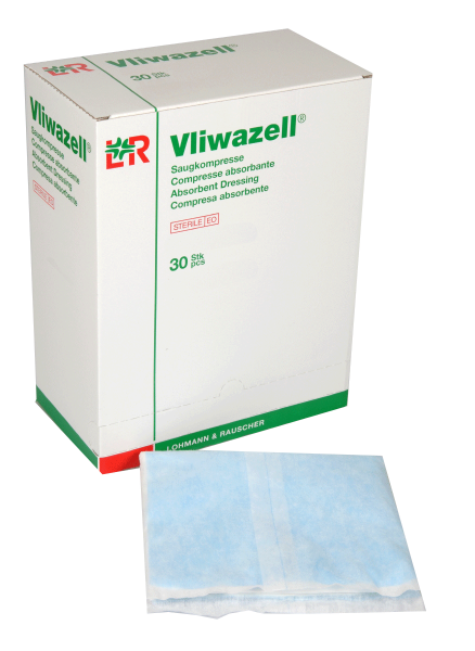 L & R Vliwazell Saugkompresse steril (VPE: 30 Stück) - 10 x 20cm