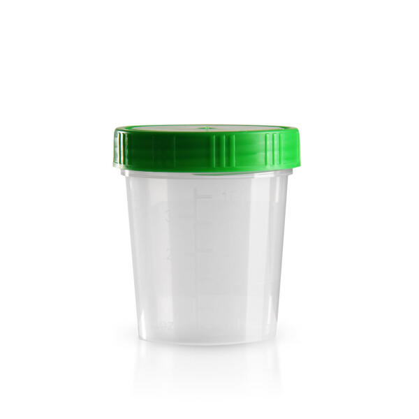 Urinbecher mit grünem Schraubdeckel - 125 ml | VE: 500 Stück