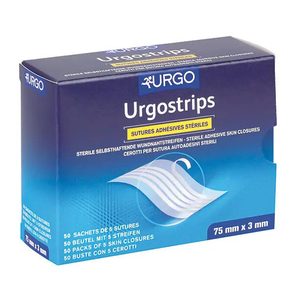 Urgo Urgostrips Wundnahtstreifen, steril, wei&szlig;, 75 x 6 mm (50 x 3 Streifen)