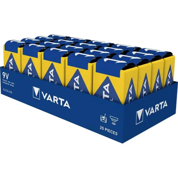 Varta Industrial Pro 4022 9V E-Block 6LR61 Alkaline Blockbatterie 20er Pack