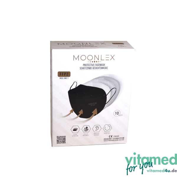 Moonlex FFP2-Maske 5-lagig CE2890 einzeln foliert | schwarz | 10 Stück