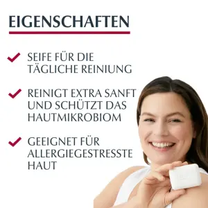 Eucerin® pH5 Seifenfreies Waschstück – reinigt empfindliche und trockene Haut besonders sanft & bewahrt die Schutzfunktion der Haut